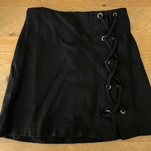 Lush Black mini lace up a line pencil skirt
